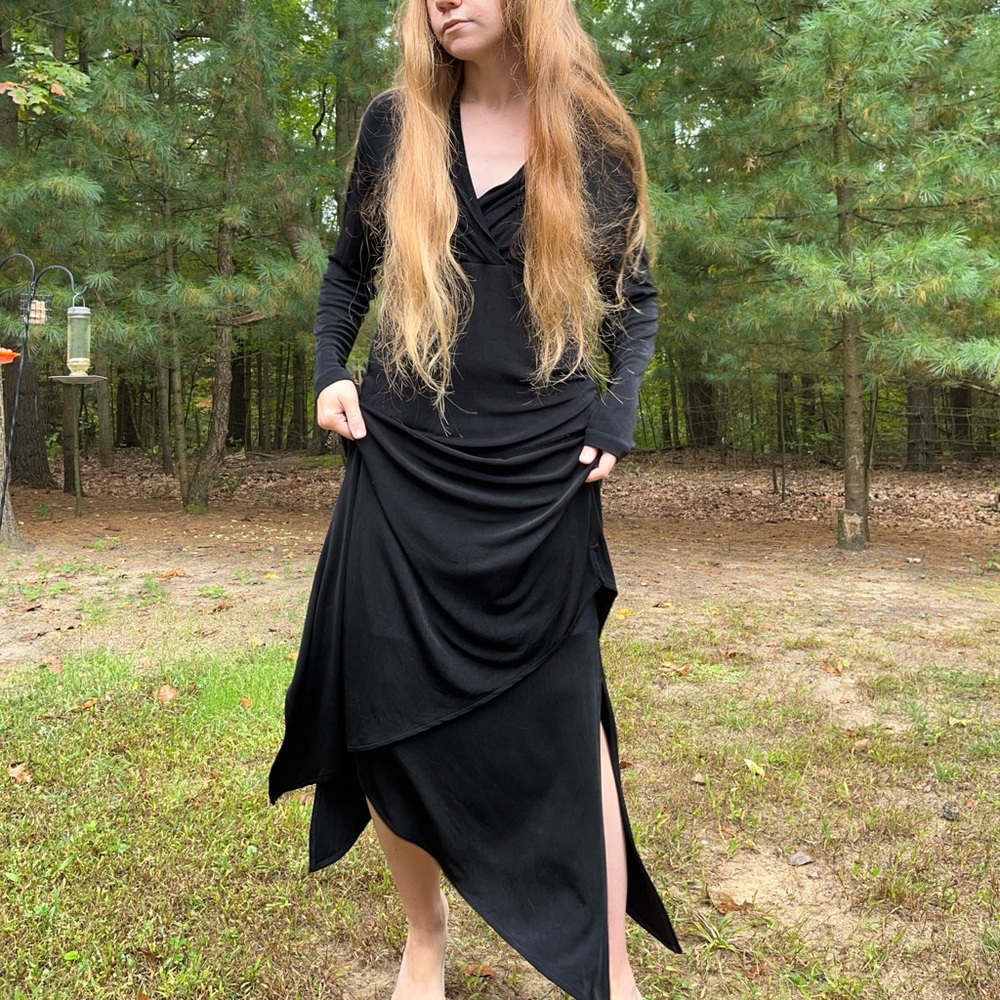 Y2K Chico’s Travelers Slinky Black 2-Piece Skirt Set Witchy Whimsigoth